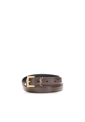 Saint Laurent Brown Calf Leather Bos Taurus Thin Belt - 90 cm / 36 Inches