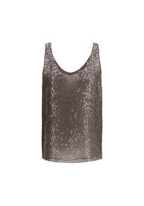 Brunello Cucinelli Brown Silk Top - L