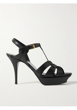 SAINT LAURENT - Tribute Woven Leather Platform Sandals - Black - IT34,IT34.5,IT35,IT35.5,IT36,IT36.5,IT37,IT37.5,IT38,IT38.5,IT39,IT39.5,IT40,IT40.5,IT41,IT41.5,IT42