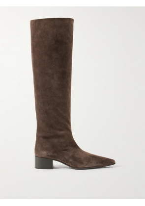 KHAITE - Andee Suede Knee Boots - Ecru - IT35,IT36,IT36.5,IT37,IT37.5,IT38,IT38.5,IT39,IT39.5,IT40,IT40.5,IT41,IT41.5,IT42