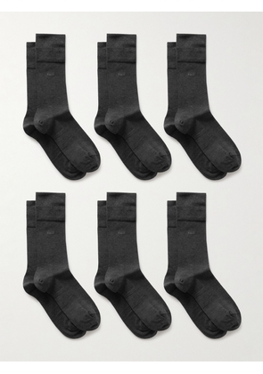 CDLP - Set Of Six Intarsia Cotton-blend Socks - Gray - EU36-38,EU42-44,EU39-41,EU45-47