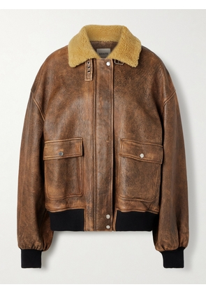 KHAITE - Sandor Shearling-trimmed Leather Jacket - Brown - x small,small,medium,large