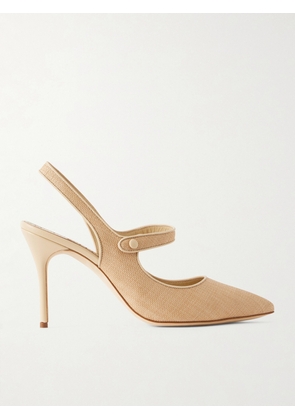 Manolo Blahnik - Campari 90 Suede Slingback Pumps - Neutrals - IT35,IT36,IT36.5,IT37,IT37.5,IT38,IT38.5,IT39,IT39.5,IT40,IT40.5,IT41,IT41.5,IT42