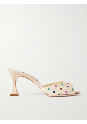 Manolo Blahnik - Jadaron 70 Polka-dot Silk-satin Mules - Cream - IT36,IT36.5,IT37,IT37.5,IT38,IT38.5,IT39,IT39.5,IT40,IT40.5,IT41,IT41.5,IT42,IT43