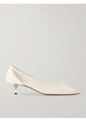 Jacquemus - Tourni Bow-detailed Leather-trimmed Mesh Pumps - White - FR36,FR37,FR38,FR39,FR40,FR41