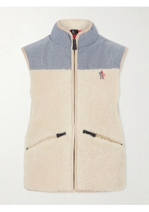 Moncler Grenoble - Embroidered Cotton-blend And Shell-trimmed Plush Vest - Neutrals - 00,0,1,2,3,4