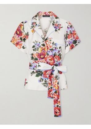 Dolce & Gabbana - Printed Silk-twill Shirt - White - IT36,IT38,IT40,IT42,IT44,IT46