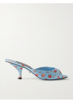 Dolce & Gabbana - Kiera Floral-print Satin Mules - Blue - IT35,IT36,IT37,IT37.5,IT38,IT38.5,IT39,IT39.5,IT40,IT41