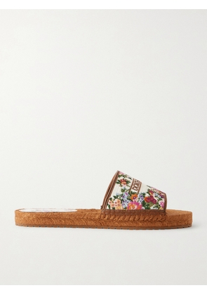Dolce & Gabbana - Leather-trimmed Woven Espadrille Slides - Cream - IT35,IT36,IT37,IT38,IT39,IT40,IT41
