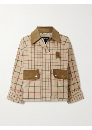Barbour - Mackworth Corduroy-trimmed Checked Cotton Jacket - Neutrals - UK 8,UK 10,UK 12,UK 14,UK 16,UK 18