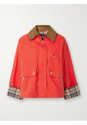 Barbour - Mackworth Corduroy-trimmed Cropped Cotton Jacket - Red - UK 8,UK 10,UK 12,UK 14,UK 16,UK 18