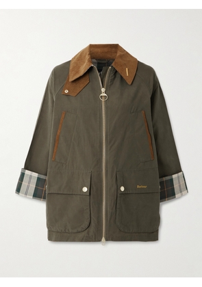 Barbour - Icons Bedale Corduroy-trimmed Waxed Cotton-blend Jacket - Green - UK 8,UK 10,UK 12,UK 14,UK 16,UK 18,UK 20