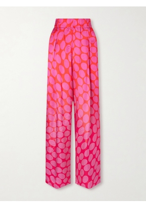 Dries Van Noten - Dot-print Satin Wide-leg Pants - Pink - x small,small,medium,large