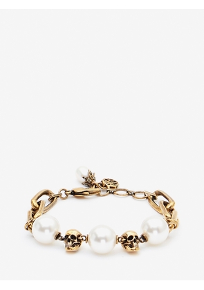ALEXANDER MCQUEEN - Pearl-like Skull Chain Bracelet - Item 855397J160Z4040