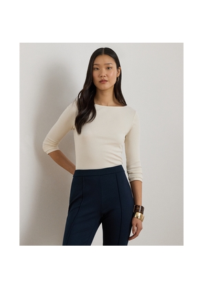 Rib-Knit Cotton-Blend Boatneck Tee