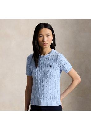 Cotton Cable Short-Sleeve Sweater