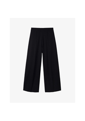Womens The White Company Pleated High-Rise Jersey Trousers