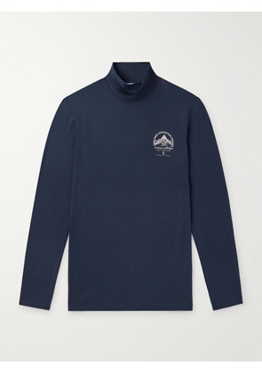 Brunello Cucinelli - Slim-Fit Logo-Print Silk-Blend Rollneck Sweater - Men - Blue - M