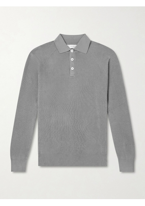 Brunello Cucinelli - Ribbed Cotton Polo Shirt - Men - Gray - IT 48