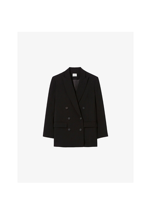 Womens Claudie Pierlot Peak-Lapel Double-Breasted Stretch-Woven Blazer