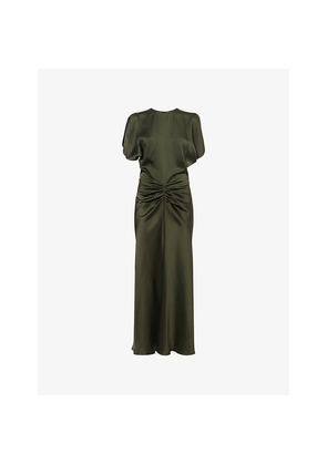 Womens Victoria Beckham Gathered Slim-Fit Woven Midi Dress