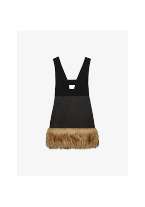 Womens Reiss x Atelier Faux Fur-Trim Stretch-Woven Mini Dress