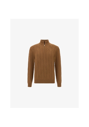 Mens Boggi Milano Half-Zip Knitted Merino-Wool Jumper