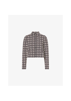 Womens Me And Em Geometric Jacquard Stretch-Cotton Jacket