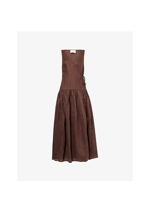 Womens Dissh Ilio Wrap-Over Linen Midi Dress