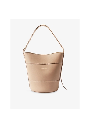 Womens Claudie Pierlot Grained-Texture Leather Bucket Bag