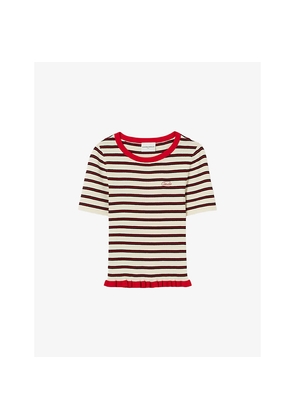 Womens Claudie Pierlot Tricolour Striped Jersey T-Shirt