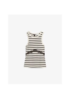 Womens Claudie Pierlot Breton Stripe Lace Cotton-Jersey T-Shirt