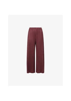 Womens Pleats Please Issey Miyake Wide-Leg Pleats Knitted Trousers