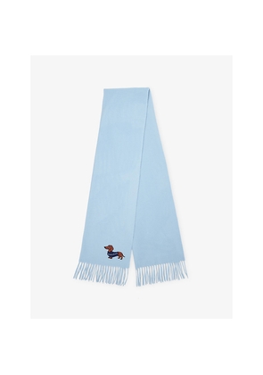 Womens Weekend Max Mara Embroidered-Logo Fringed Wool-And-Cashmere Scarf