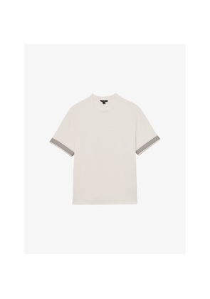 Mens Reiss Aries Striped-Trim Stretch-Woven T-Shirt
