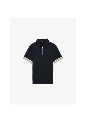 Mens Reiss Bruno Half-Zip Stretch-Woven Polo Shirt
