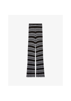 Womens Claudie Pierlot Striped Flared-Leg High-Rise Knitted Trousers