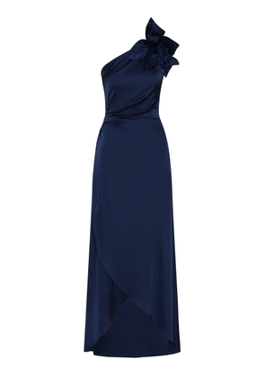 Andres Otalora Nocturna Asymmetric Embellished Satin Maxi Dress - Moda Operandi