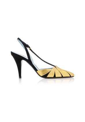 Valentino Garavani Foliage Suede; Leather Slingback Pumps - Moda Operandi