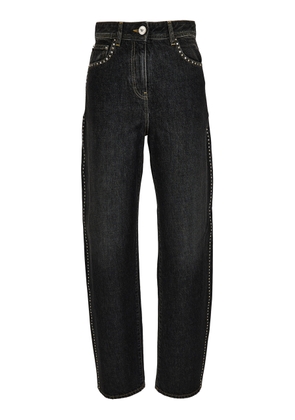 Versace Studded Stone-Washed High-Rise Straight-Leg Jeans - Moda Operandi