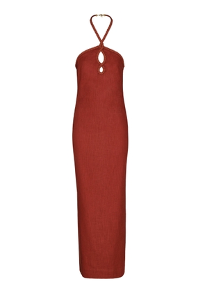 Andres Otalora Atardeceres Embellished Linen Maxi Dress - Moda Operandi