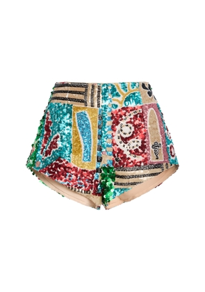 ALÉMAIS Jazz Embellished Linen Corset Shorts - Moda Operandi
