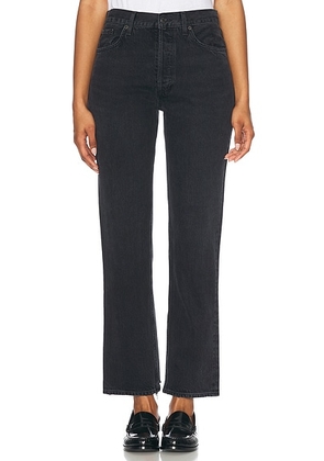 AGOLDE Lana Mid Rise Straight Jeans in Conduct - Black. Size 30 (also in 31, 32, 33, 34).