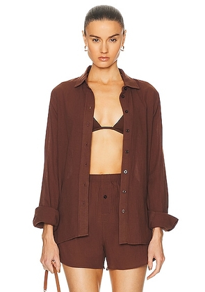 Eterne Jolene Button Down Top in Chocolate - Brown. Size XS (also in M).