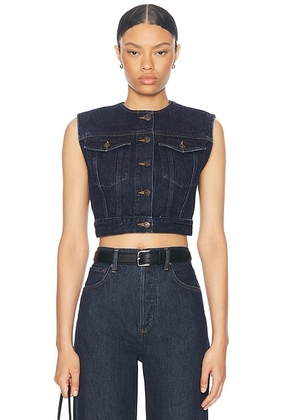 AGOLDE Leo Vest in Polished - Denim-Dark. Size S (also in ).