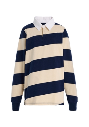 K.ngsley Pegasus Cutout Striped Cotton Polo Shirt - Moda Operandi