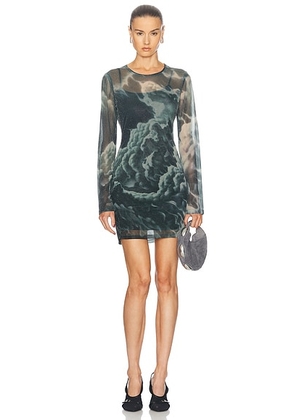 Alexander Wang Hotfix Crystal Long Sleeve Mini Dress in Black & Clear - Black. Size S (also in ).