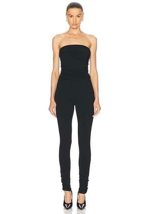 AEXAE Ruched Bandeau Jumpsuit in Black - Black. Size XS (also in ).