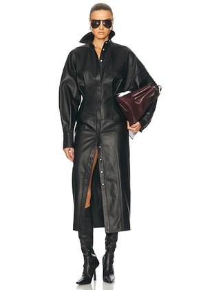 THE ATTICO Long Sleeve Midi Dress in Black - Black. Size 38 (also in ).