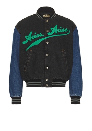 Aries Varsity Denim Jacket in Multi - Black,Blue. Size S (also in ).